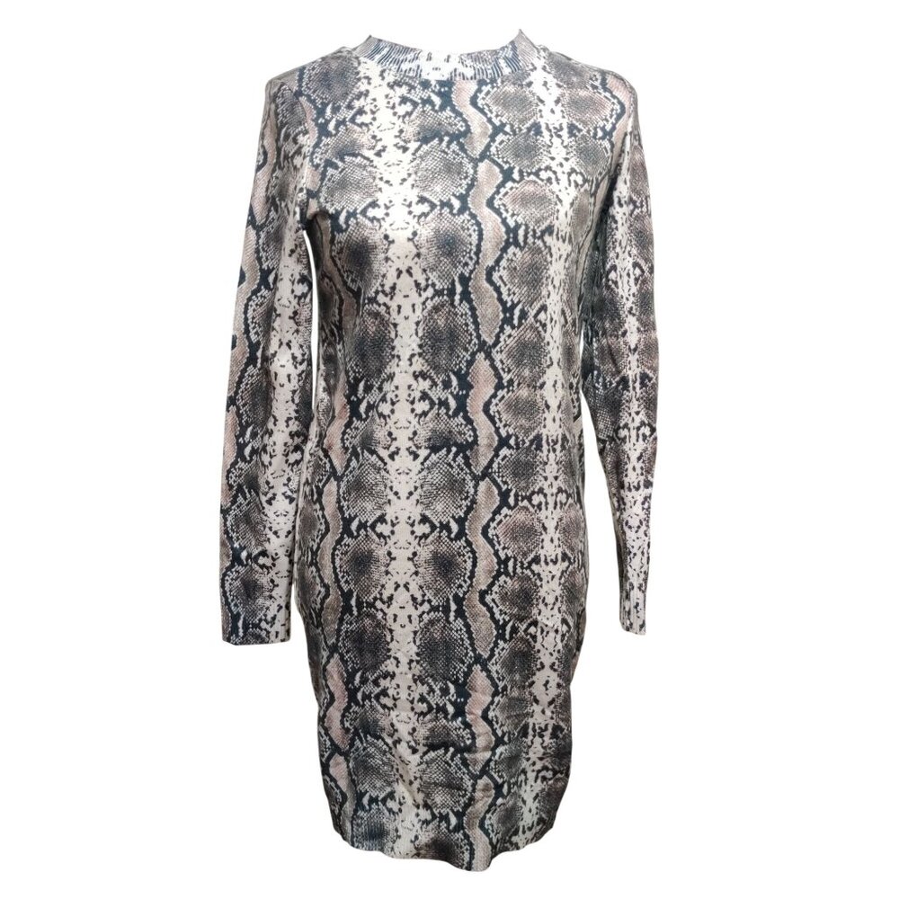 Vero Moda S Snakeskin Print Long Sleeve Bodycon Sweater Dress Medium Weight Knit